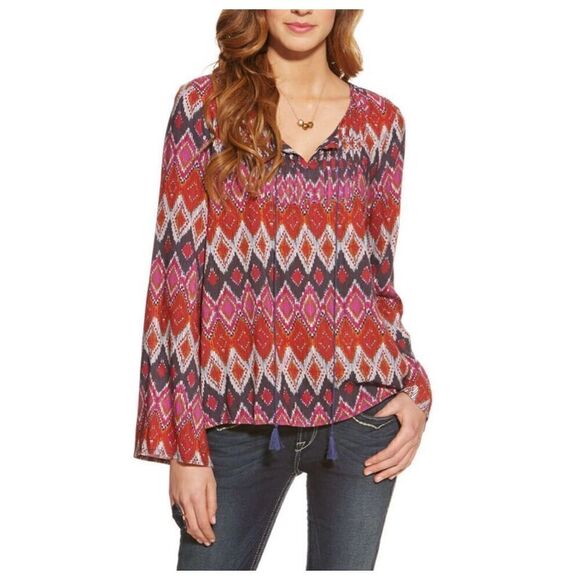 Ariat Sophia top size medium geometric bell sleeves - Picture 1 of 8